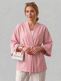 شومیز باکسی کرپ با بند کمری مدل Blouse