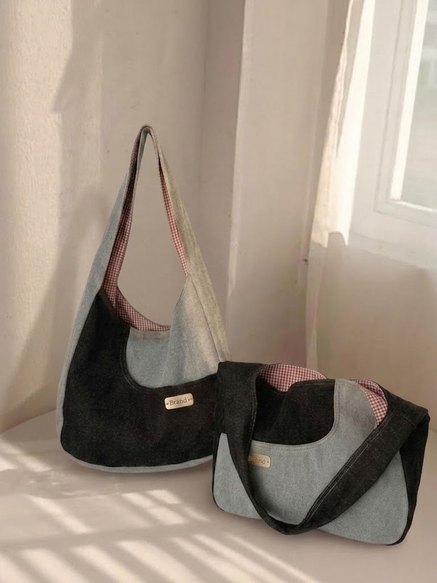 کیف دوشی جین دو رنگ مدل (¹)Hobo _ اسپرت و خاص